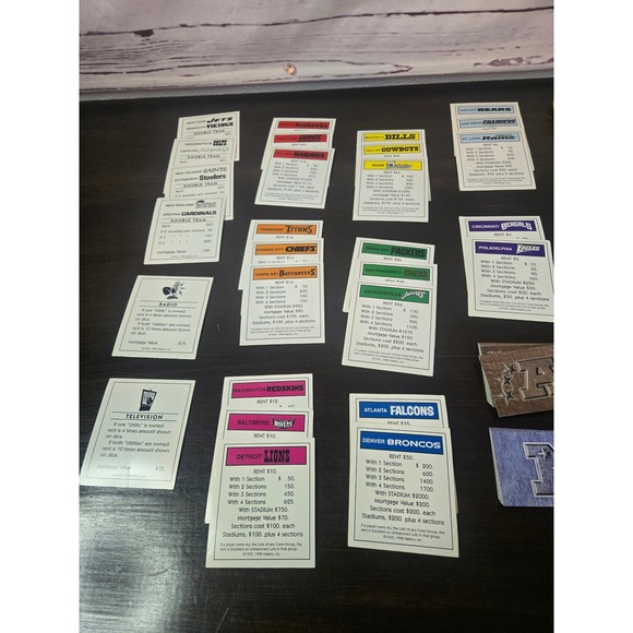 Monopoly NFL Grid Iron Edition Limited 1999 Board Game Parker Brothers Pewter - Picture 4 of 8